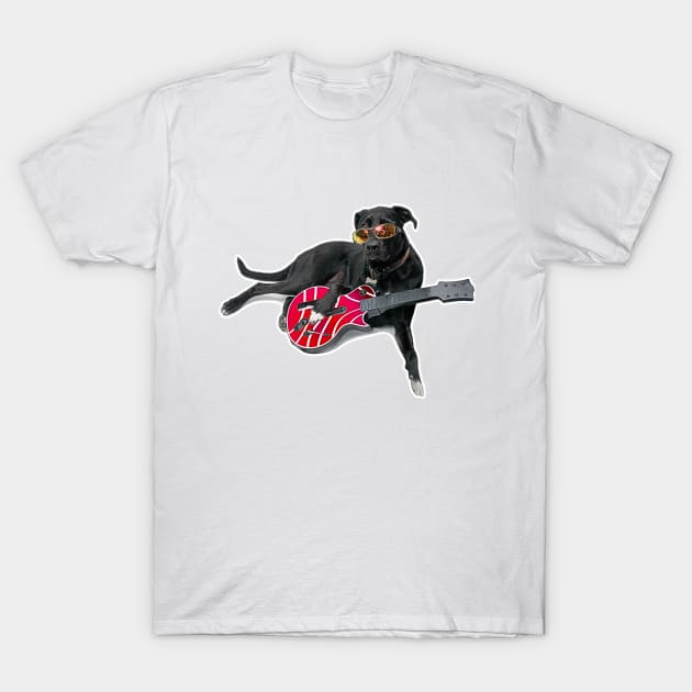 Tucker Rocks - Dog Playing Guitar T-Shirt by Sue Finch Photography and Design LLC